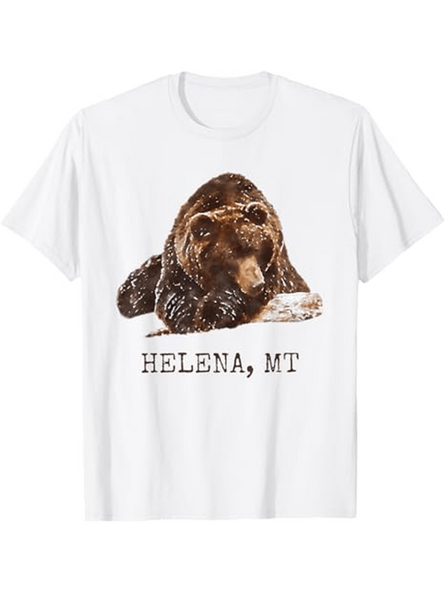Men's Graphic T-Shirt Helena MT Brown Bear Resting In Snowy Wilderness Among Pine Trees