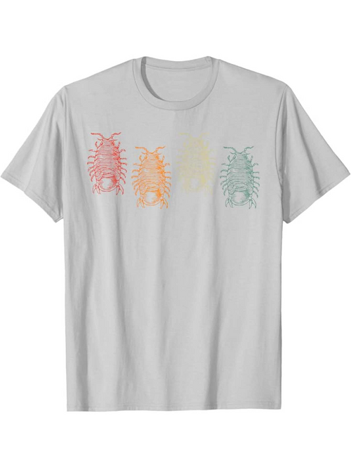 Men's Graphic T-Shirt Pastel Tones Silhouette Design Featuring Four Colorful Bugs Series