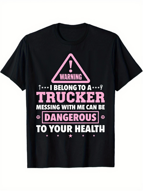 Men's Graphic T-Shirt Warning Messing With Me Can Be Dangerous Trucker Health Statement T Shirt