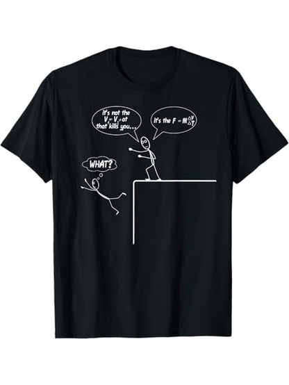 Men's Graphic T-Shirt Stick Figure Cliff Cartoon With Speech Bubbles Falling Person