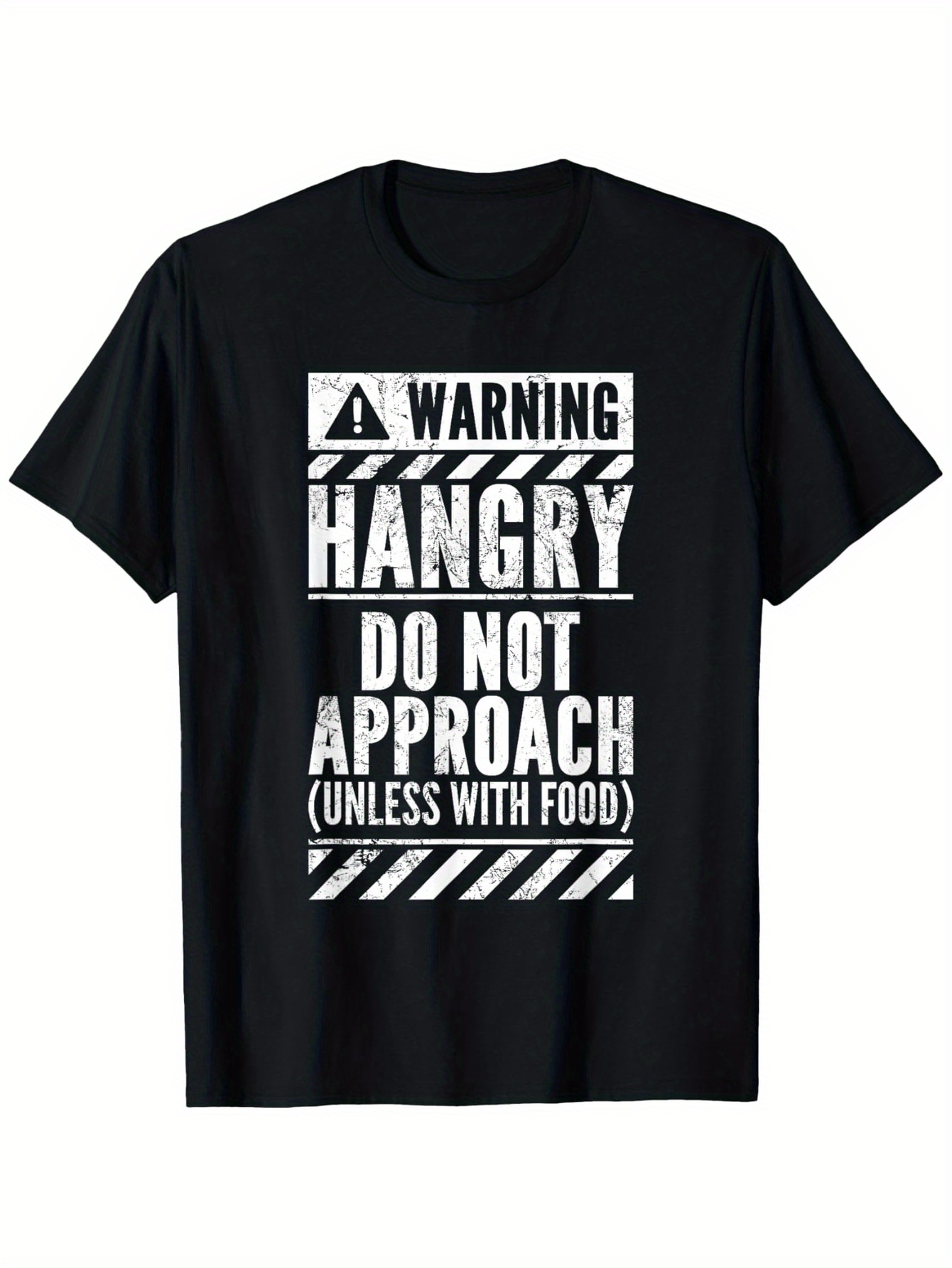 Men's Graphic T-Shirt Warning Statement Bold Lettering With Distressed Texture Hangry Message T Shirt