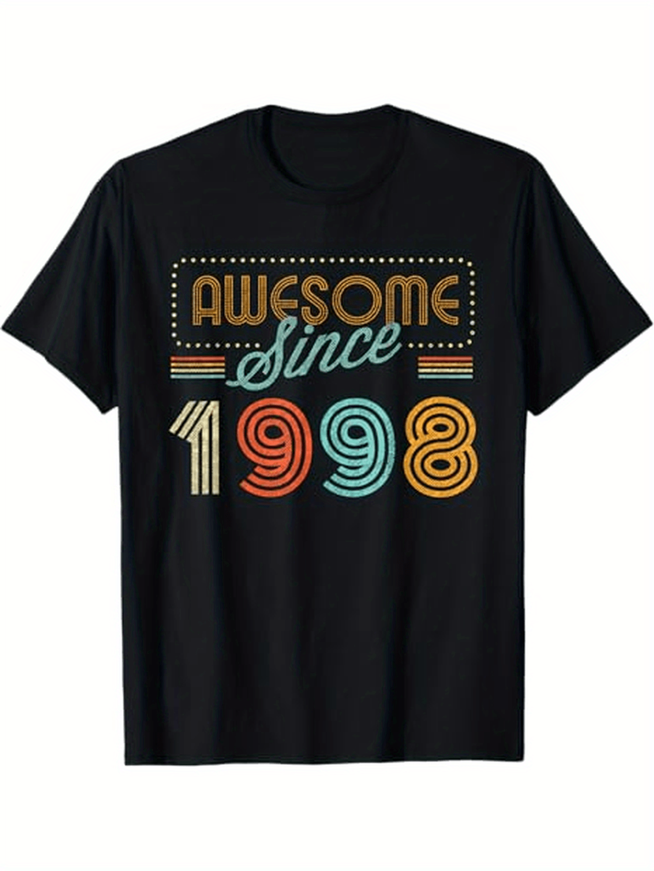 Men's Graphic T-Shirt Awesome Since 1998 Retro Neon Lettering With Bold Outline Numerals