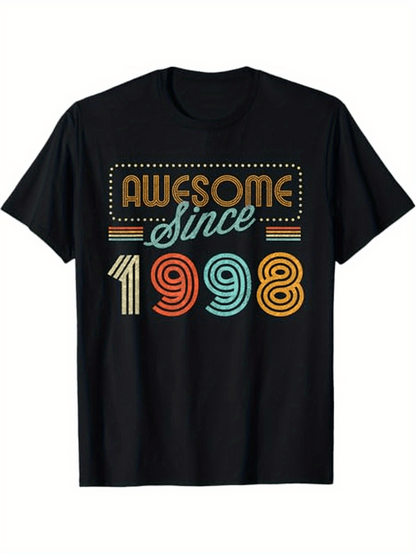 Men's Graphic T-Shirt Awesome Since 1998 Retro Neon Lettering With Bold Outline Numerals
