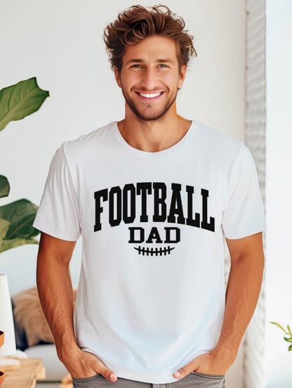 Men's Graphic T-Shirt Football Dad Bold Letters With Minimalist Outline Football Motif Shirt