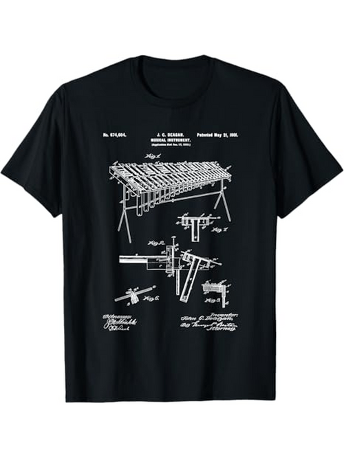 Men's Graphic T-Shirt Vintage Patent Blueprint With Mechanical Diagram Artwork Table