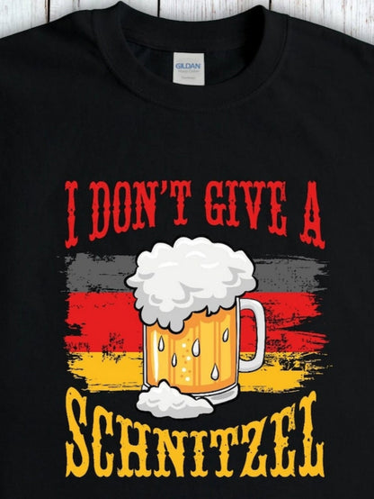 Men's Graphic T-Shirt I Dont Give A Schnitzel German Flag Background With Foaming Beer Mug