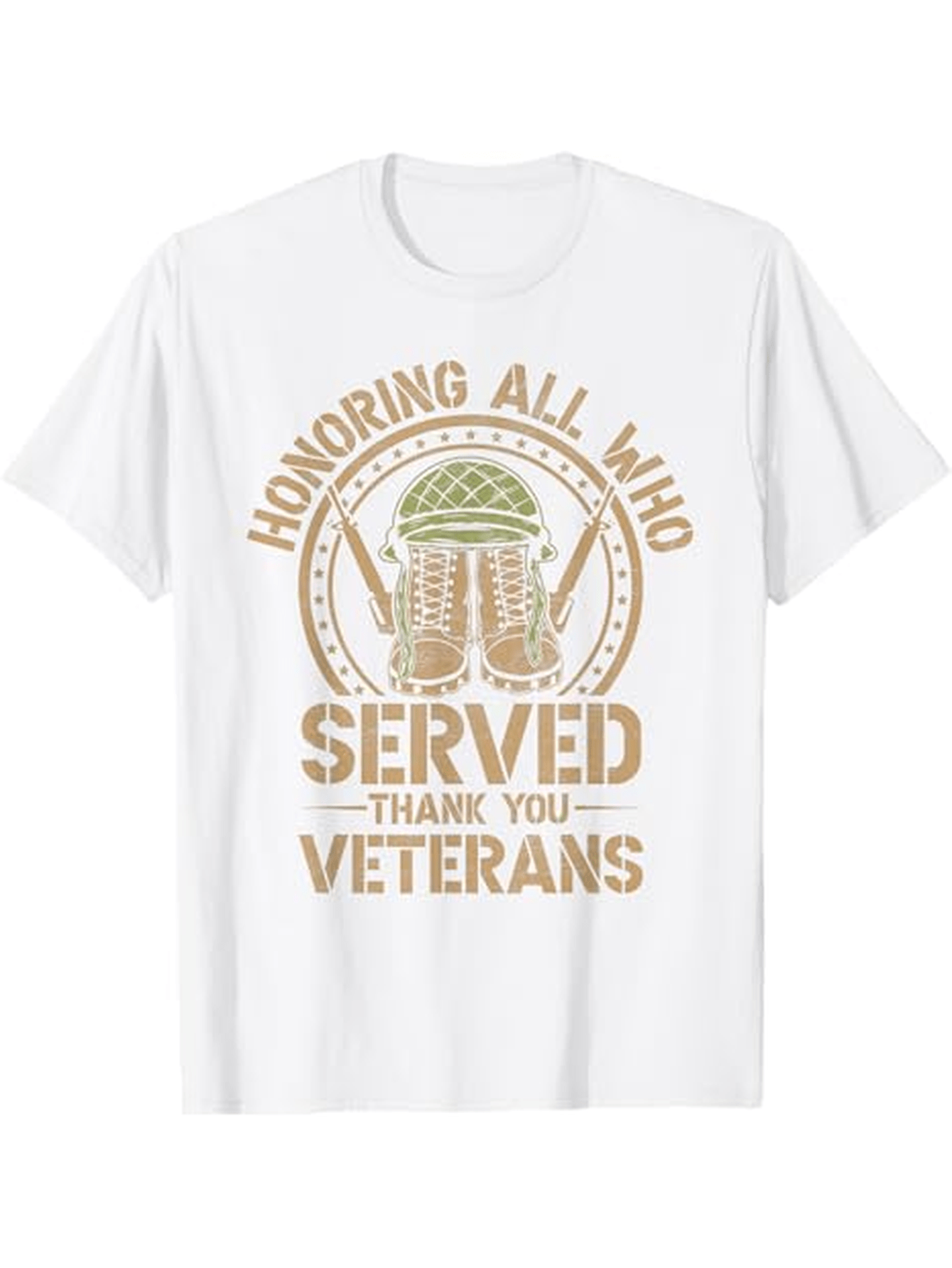 Men's Graphic T-Shirt Honoring All Who Served Thank You Veterans Boots Helmet And Stars Veterans