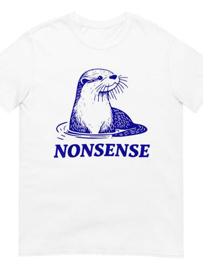 Men's Graphic T-Shirt Nonsense Illustrated Otter In Blue Water With Playful Whiskers Drawing
