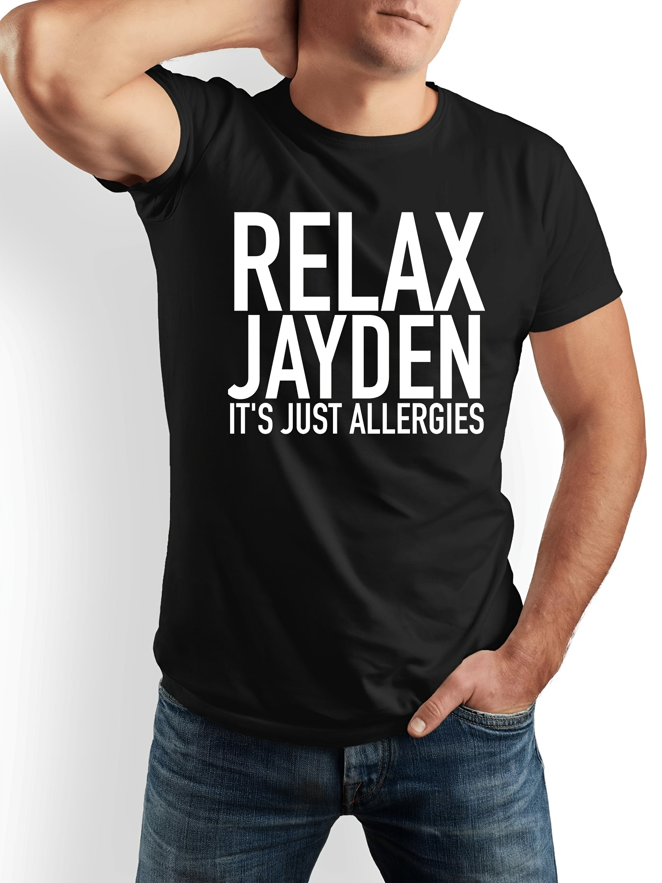 Men's Graphic T-Shirt Relax Jayden Its Just Allergies Bold Simple Typographic Statement Shirt
