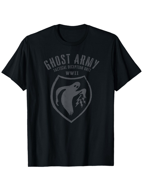 Men's Graphic T-Shirt Ghost Army Stylized Emblem With WWII Phantom Shield And Lightning Ghost