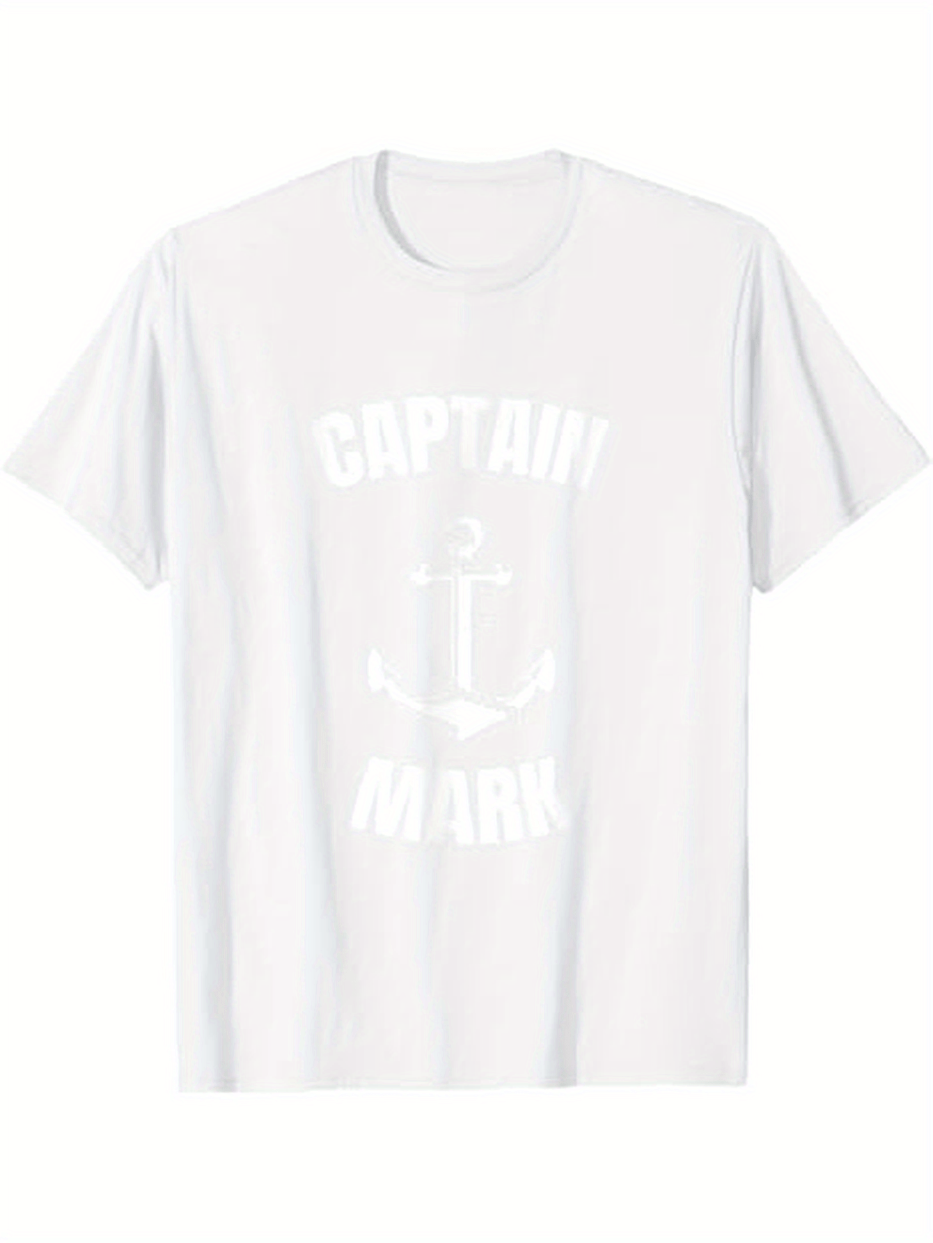 Men's Graphic T-Shirt Captain Mark With Classic Nautical Rope Anchor White Shirt
