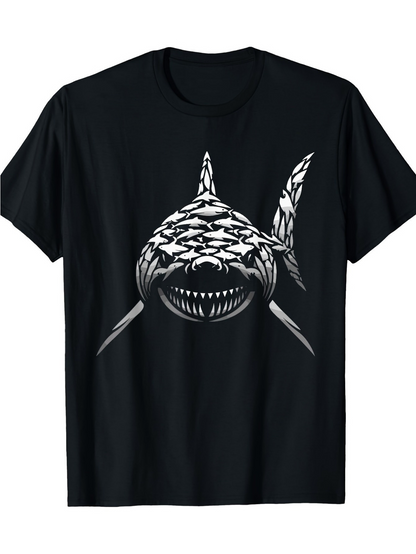 Men's Graphic T-Shirt Deep Ocean Shadows With Fierce Predator Lurking Among Dark Waters Shark