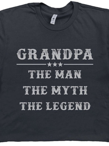 Men's Graphic T-Shirt Grandpa The Man The Myth The Legend Bold Vintage Typography Statement