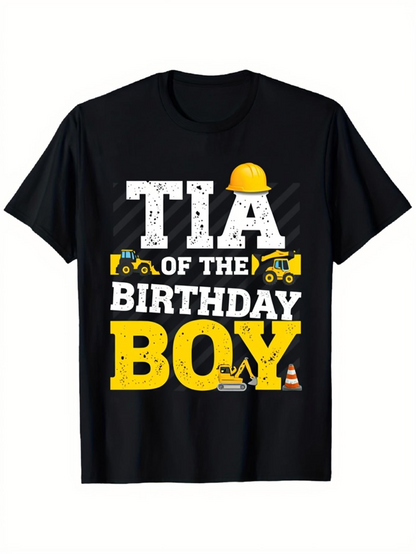 Men's Graphic T-Shirt Tia Of The Birthday Boy Construction Cranes With Safety Helmet Graphic Shirt