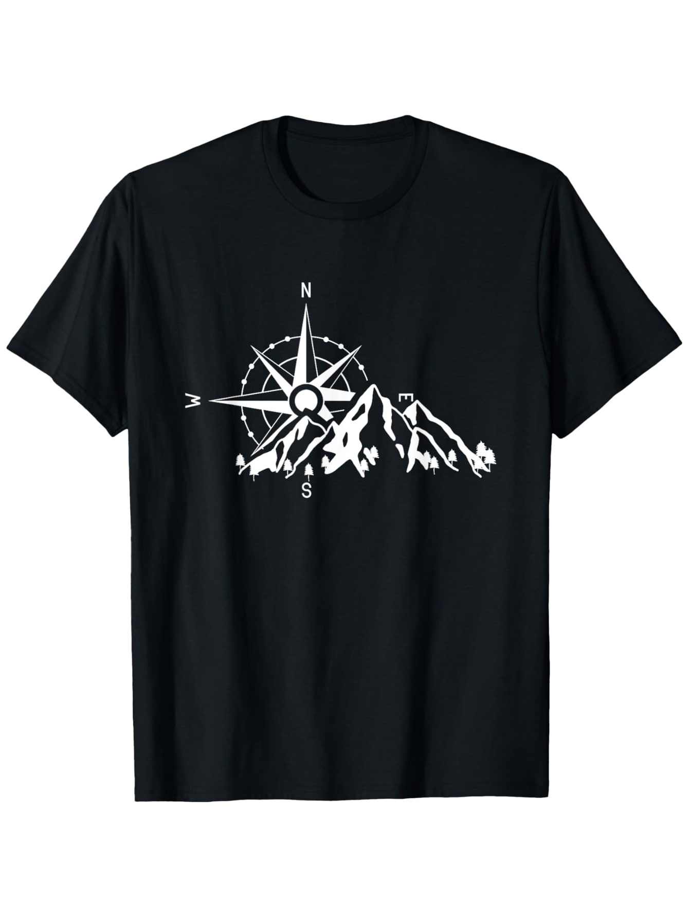 Men's Graphic T-Shirt Compass Rose And Mountain Peaks Under Snowy Skies T Shirt