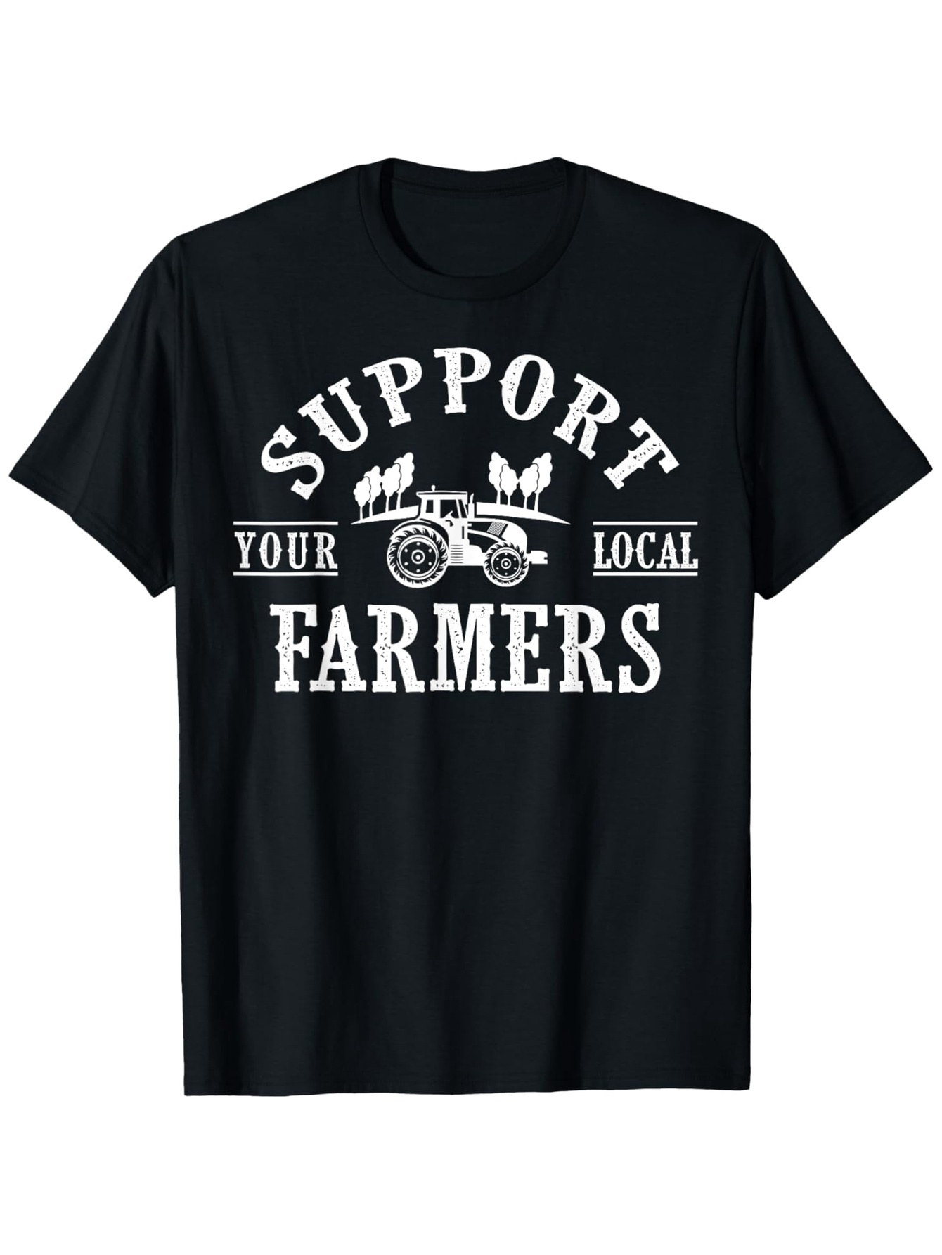 Men's Graphic T-Shirt Support Your Local Farmers Tractor With Waving Flags Surrounded By Classic Text