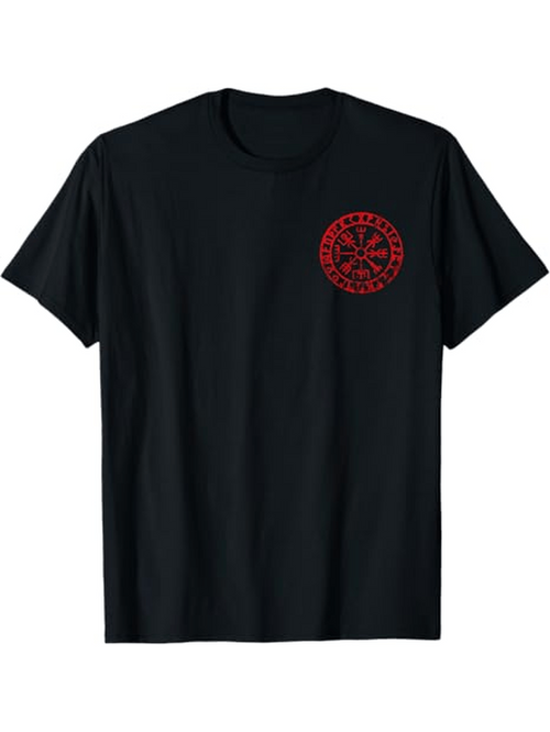 Men's Graphic T-Shirt Intricate Red Circular Emblem Over Classic Plain Cotton T Shirt