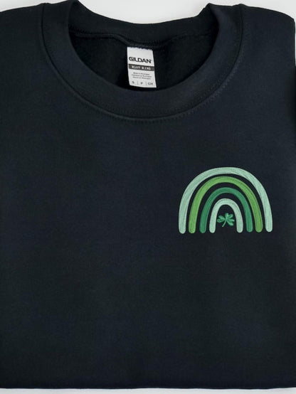 Men's Graphic T-Shirt Minimalist Green Rainbow With Lucky Clover Emblem Motif