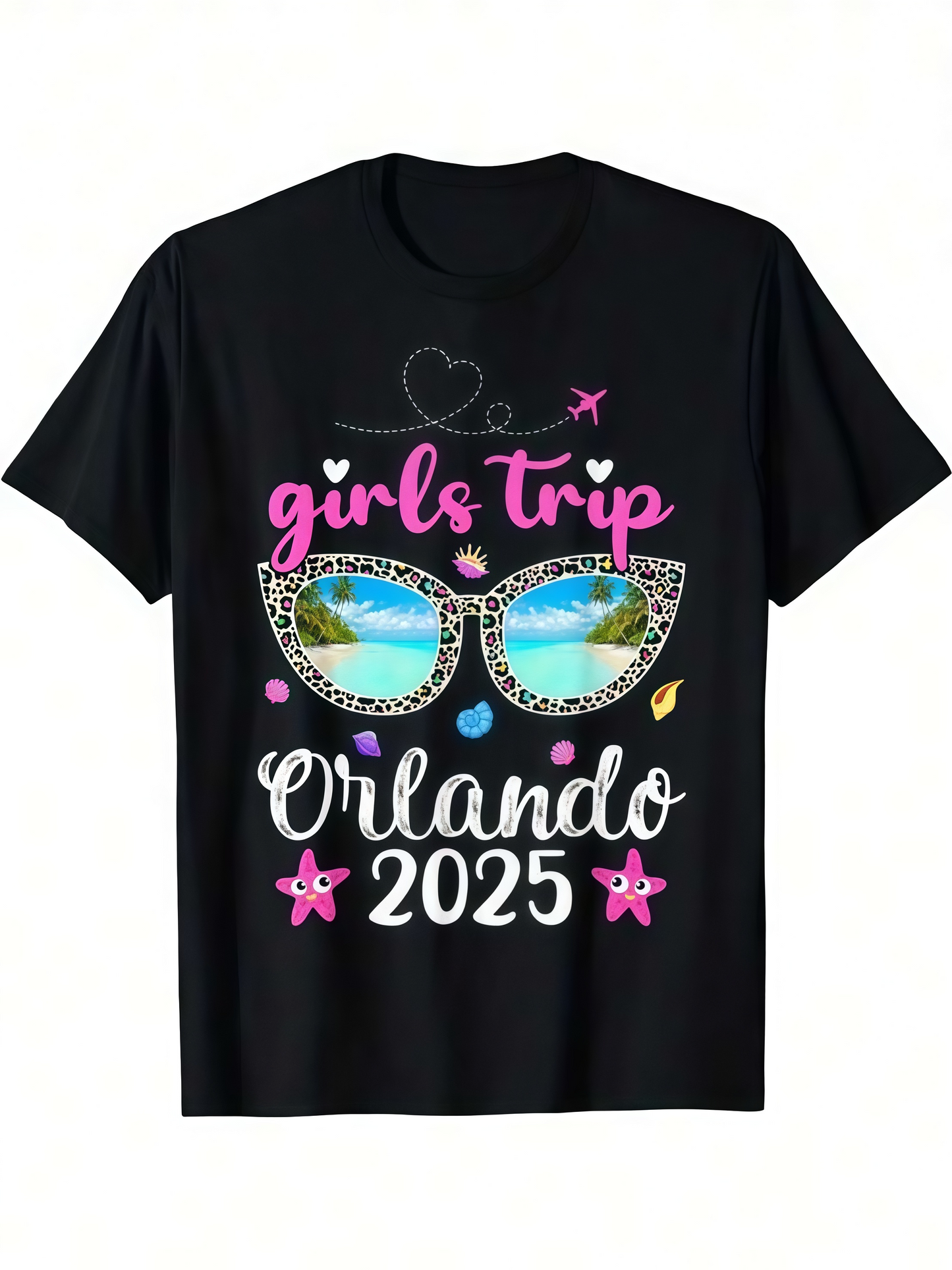 Men's Graphic T-Shirt Girls Trip Orlando 2025 With Sunglasses And Pink Tropical Accents