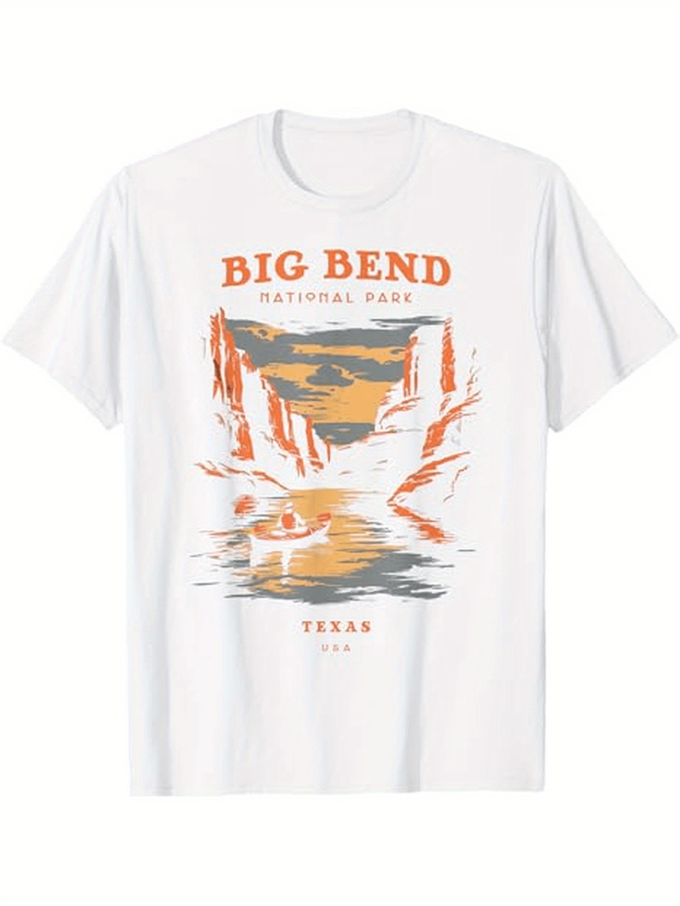 Men's Graphic T-Shirt Big Bend National Park Sunset Reflections With Rocky Canyon And Flowing River