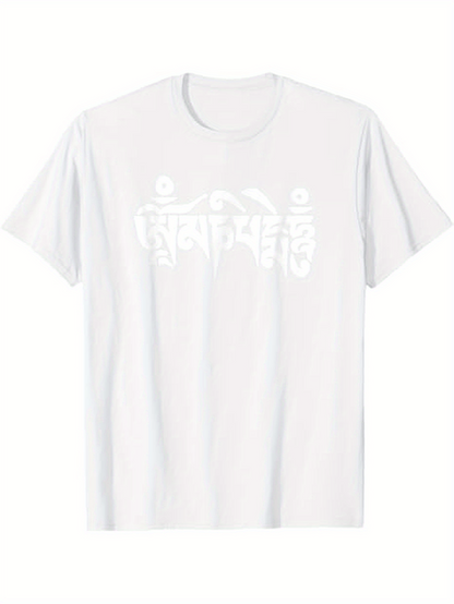 Men's Graphic T-Shirt Sanskrit Om Mani Padme Hum text