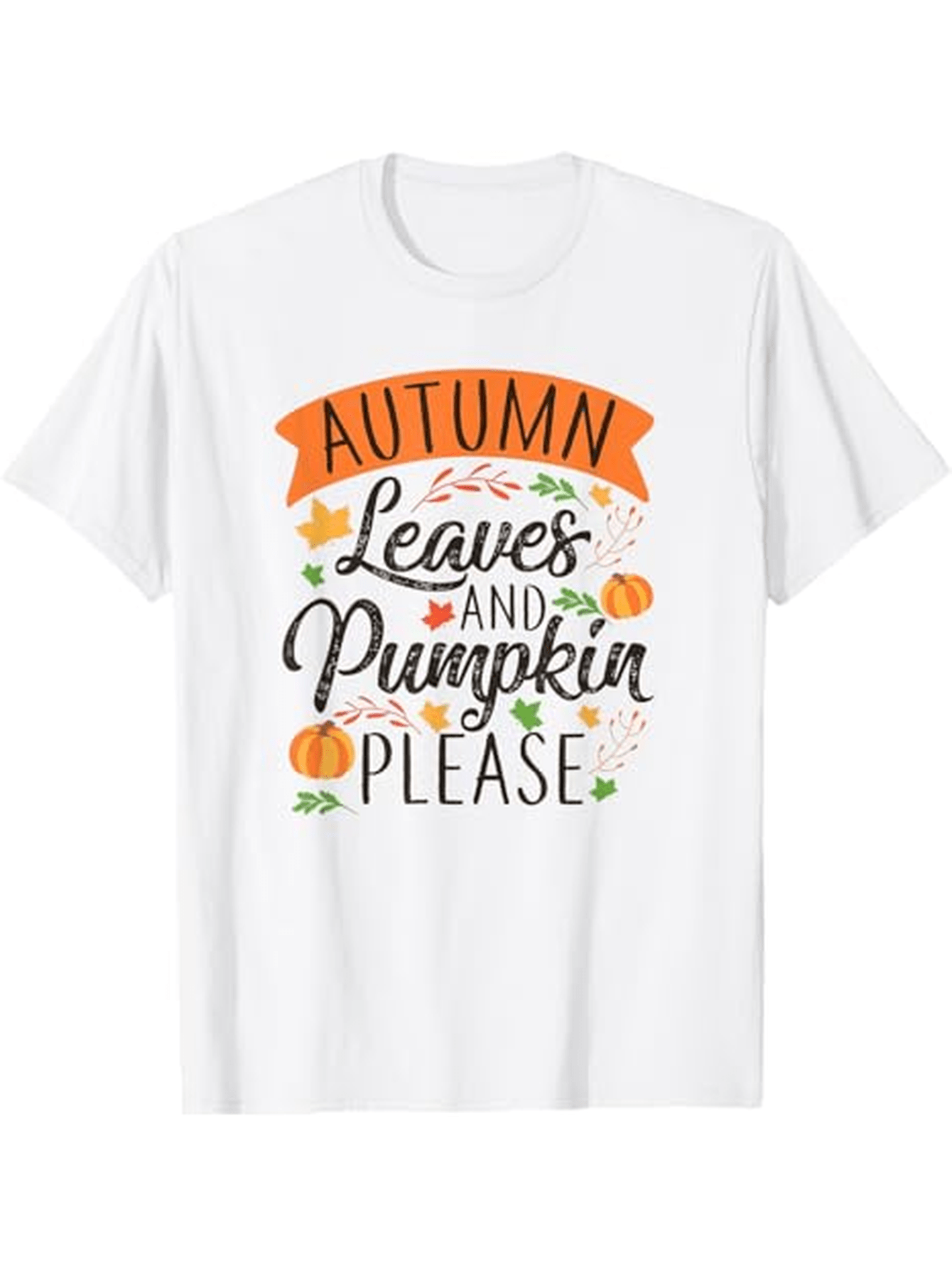Men's Graphic T-Shirt Autumn Leaves And Pumpkin Please With Scattered Orange Leaves And Pumpkins