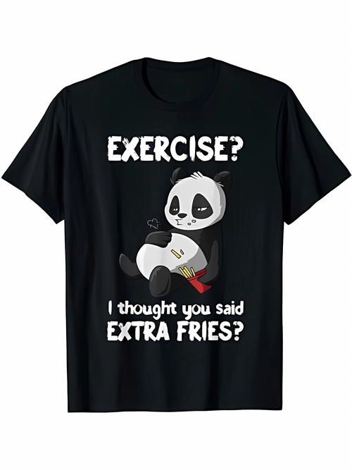 Men's Graphic T-Shirt Exercise I Thought You Said Extra Fries Panda Eating French Fries