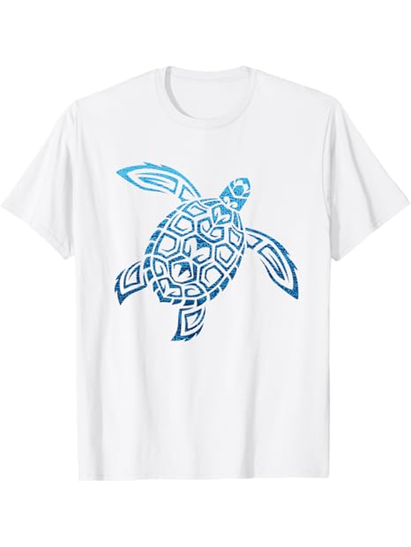 Men's Graphic T-Shirt Abstract Blue Waves Patterned Ocean Sea Turtle