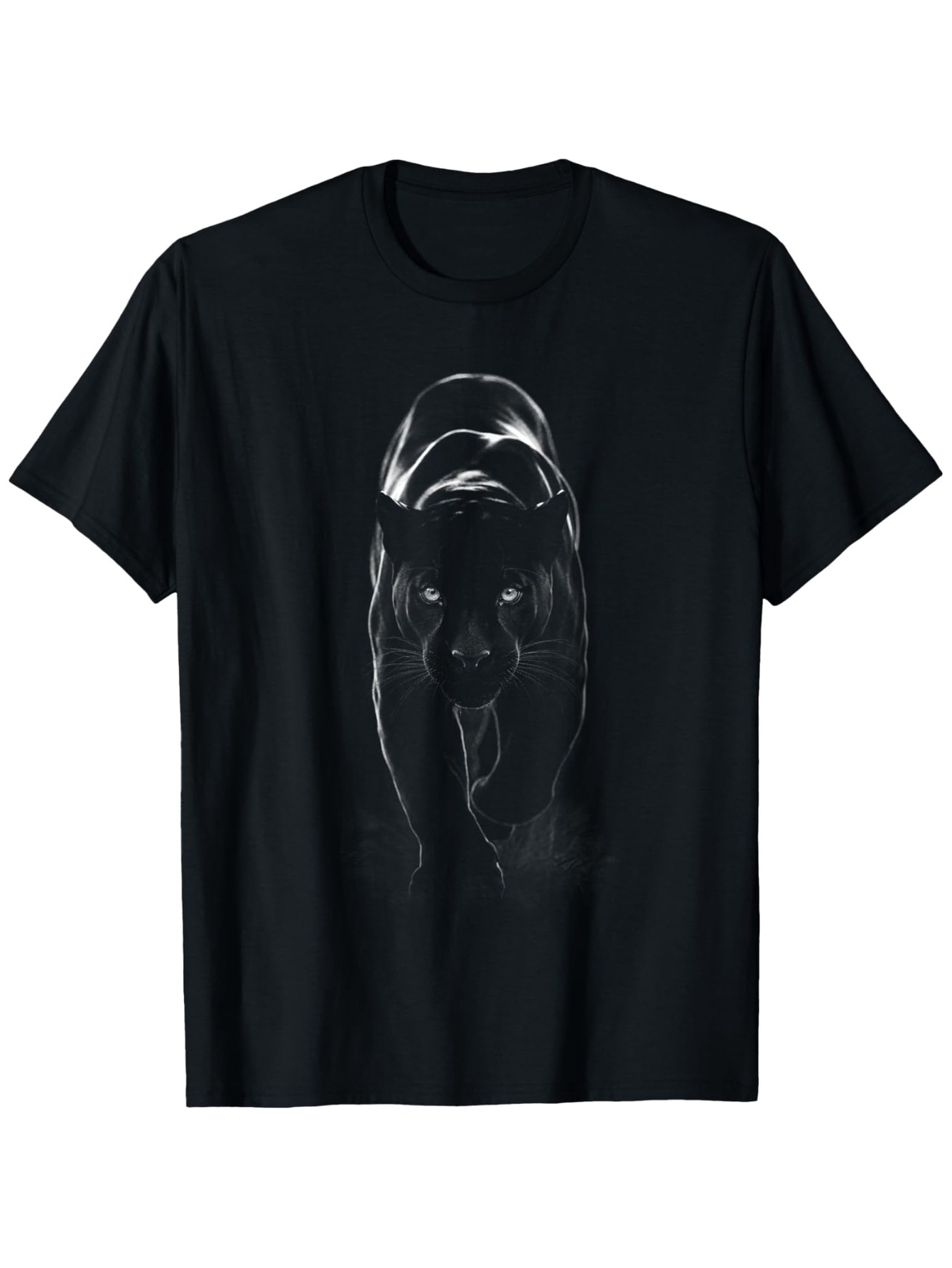 Men's Graphic T-Shirt Nocturnal Shadows Silhouetted Mist Glowing Moonlight Menacing Predator Powerful Panther