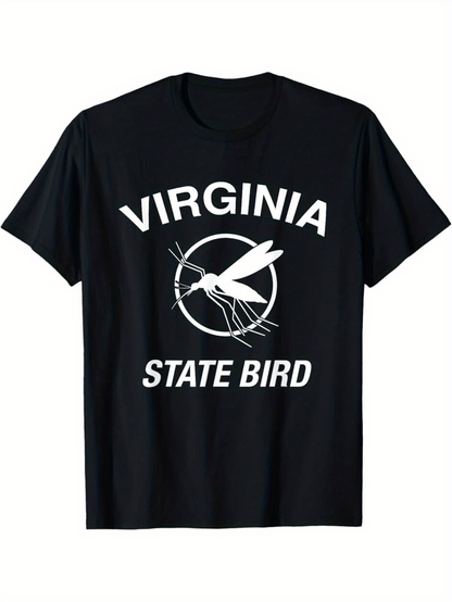 Men's Graphic T-Shirt Virginia State Bird With Circular Line Drawing Mosquito