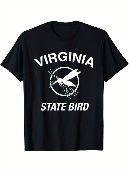 Men's Graphic T-Shirt Virginia State Bird With Circular Line Drawing Mosquito