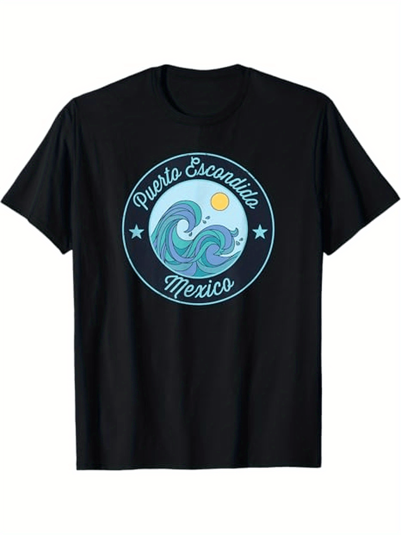 Men's Graphic T-Shirt Puerto Escondido Mexico Ocean Waves With Sun Surf And Blue Water