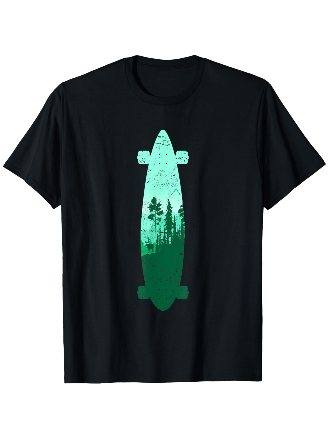 Men's Graphic T-Shirt Evergreen Trees Reflected In Tranquil Green Skater Board