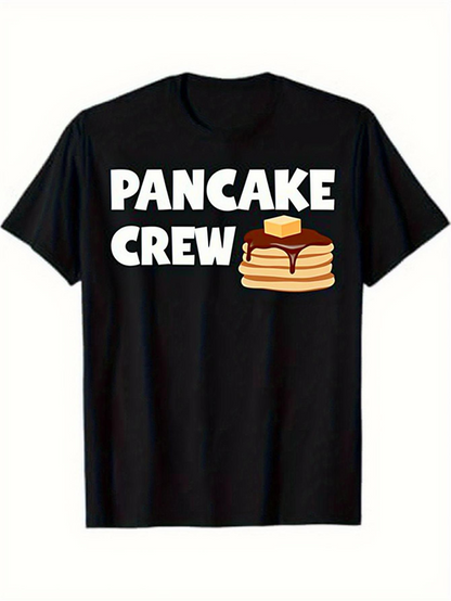 Men's Graphic T-Shirt Pancake Crew Fluffy Pancakes With Melting Butter And Syrup Stack Pancake