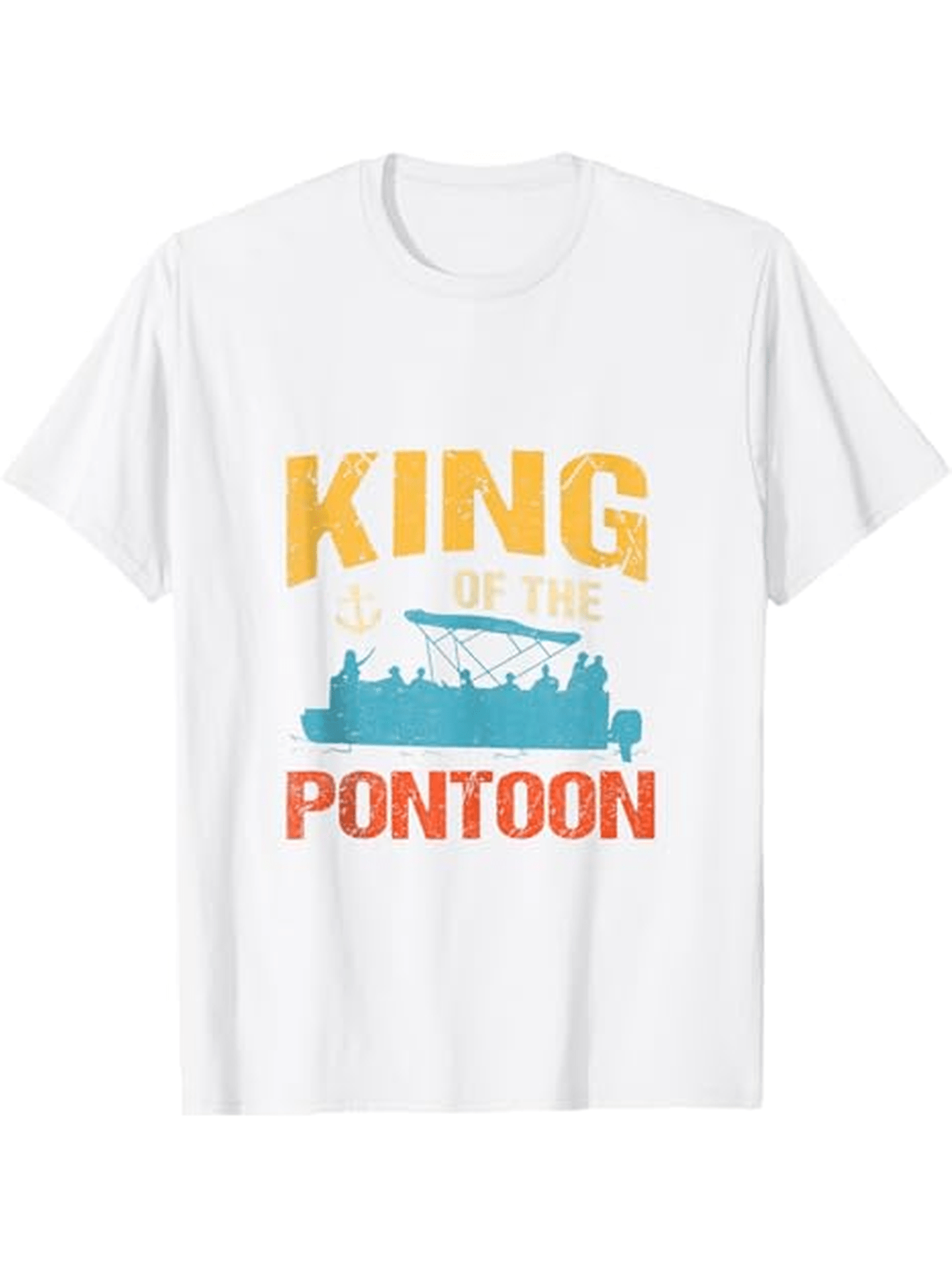 Men's Graphic T-Shirt King Of The Lake With Silhouetted Fishing Boat Pontoon