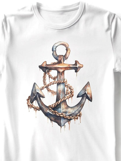 Men's Graphic T-Shirt Rustic Ropes Wrapped On Classic Nautical Iron Anchor