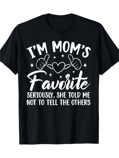 Men's Graphic T-Shirt Im Moms Favorite With Playful Lettering Hearts Hands And Sparkling Stars T Shirt