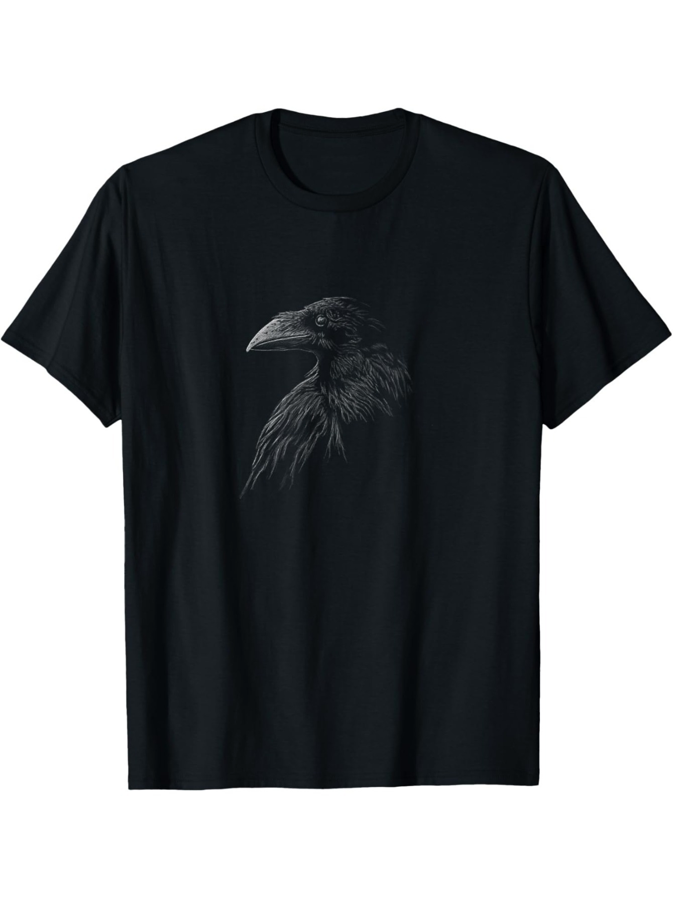 Men's Graphic T-Shirt Dark Mystical Shadows With Feathers Surrounding A Lone Raven
