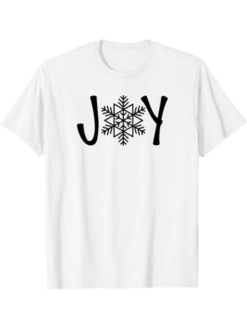Men's Graphic T-Shirt Joy With Central Snowflake Graphic And Clean White Fabric T Shirt
