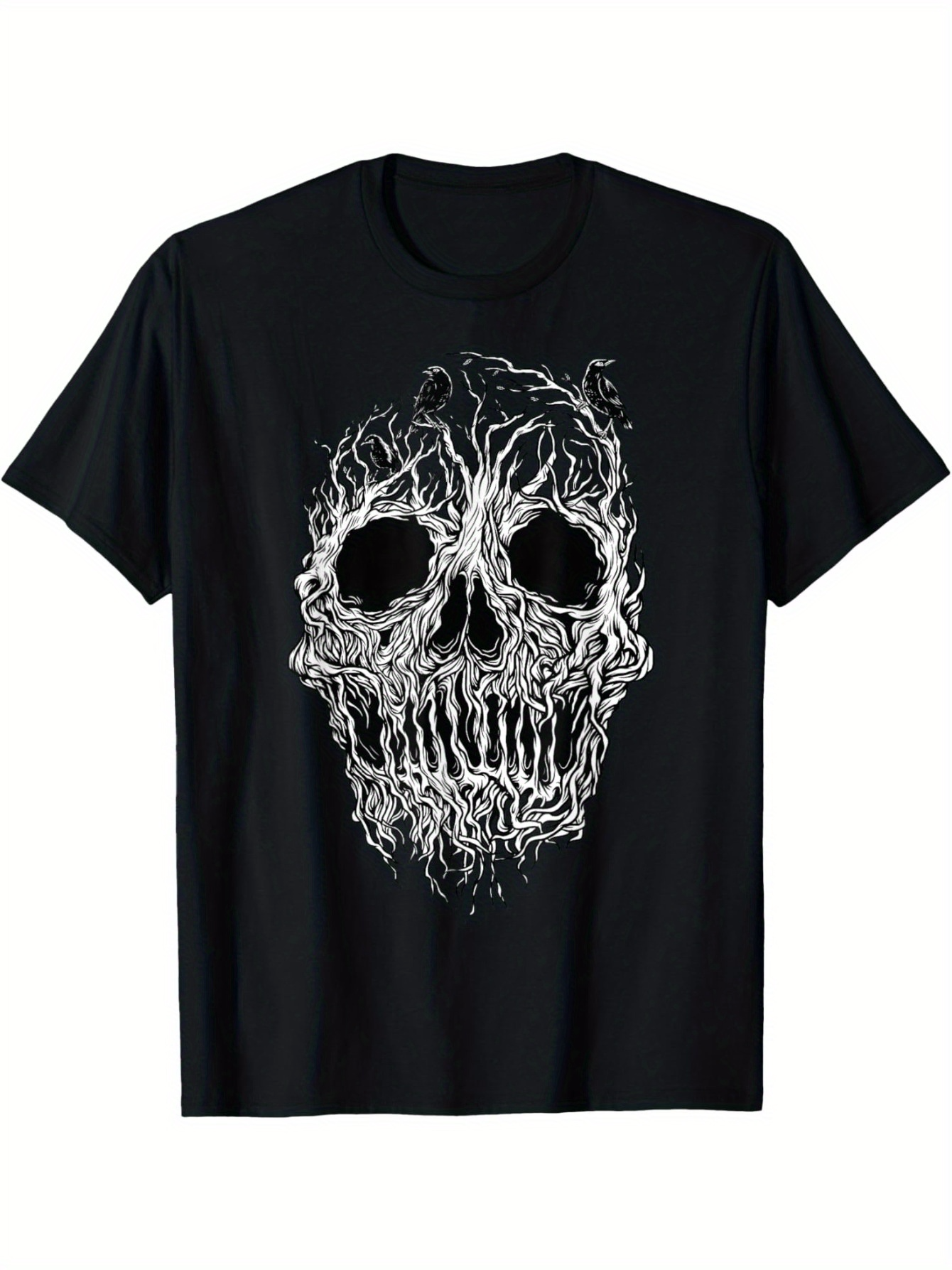 Men's Graphic T-Shirt Twisted Smoky Lines Forming A Detailed Mysterious Skull Design