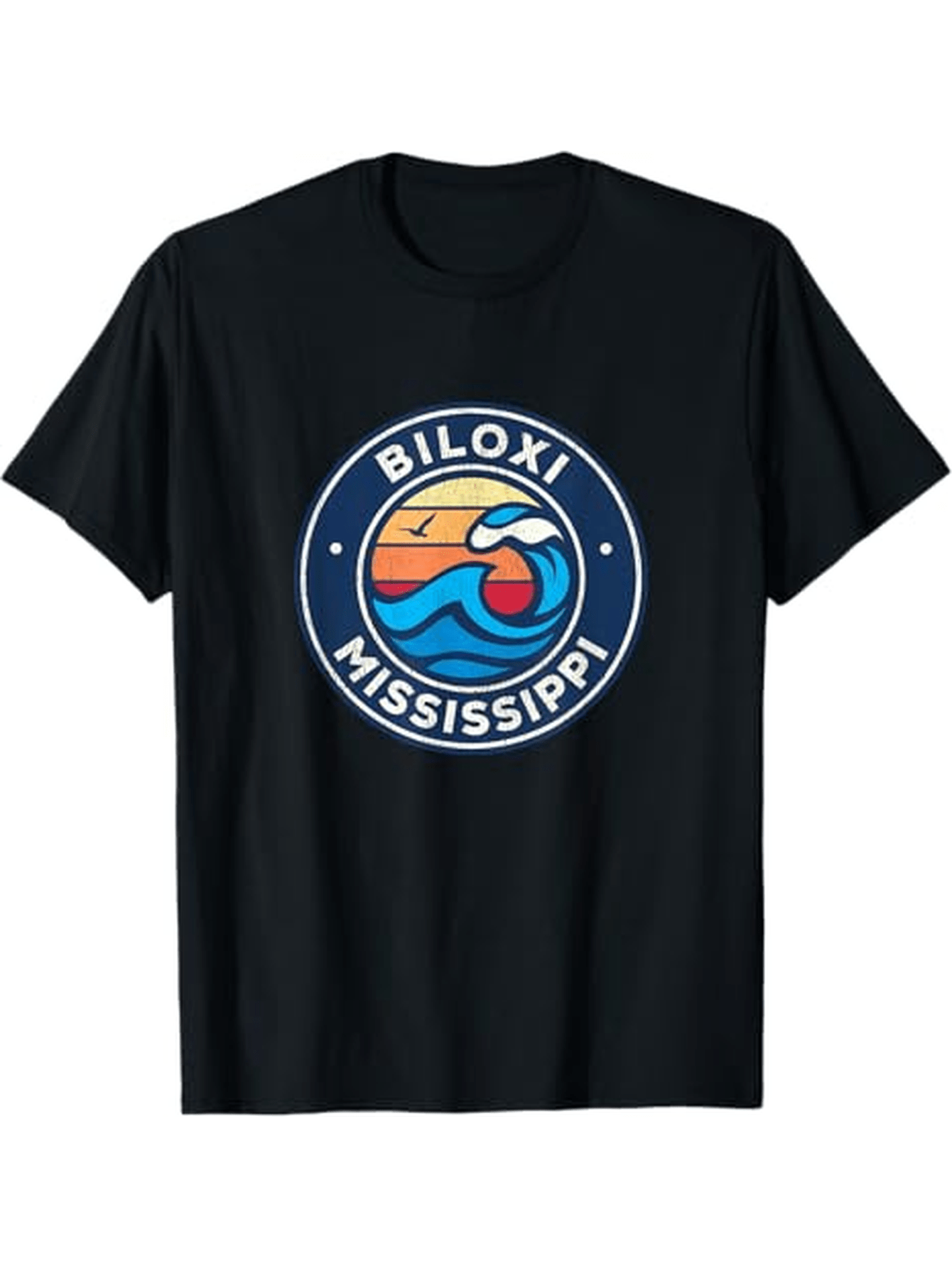 Men's Graphic T-Shirt Biloxi Mississippi Sunset Ocean Wave Graphic Design