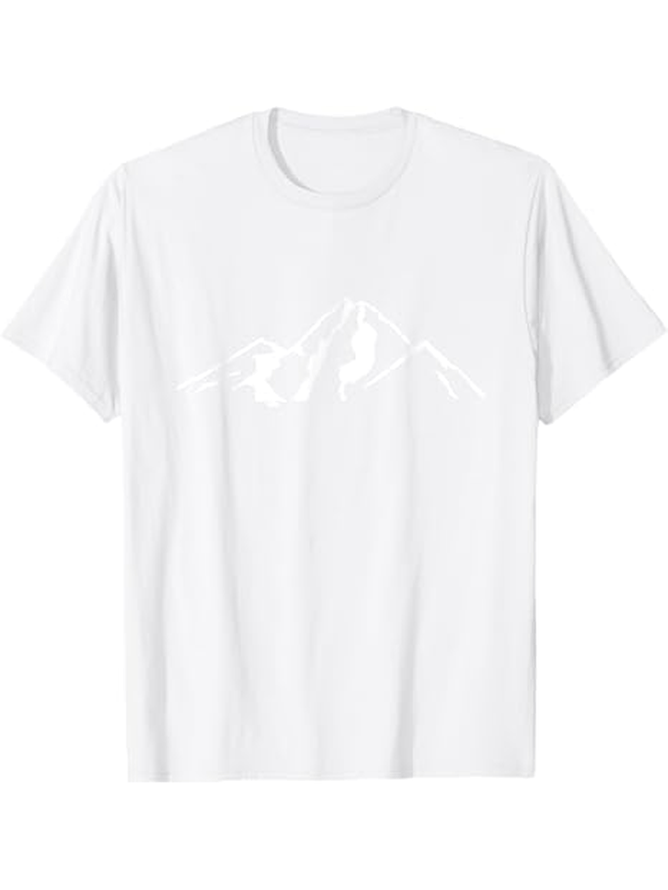 Men's Graphic T-Shirt Minimal Line Art Mountain And Climber On Crisp White Shirt