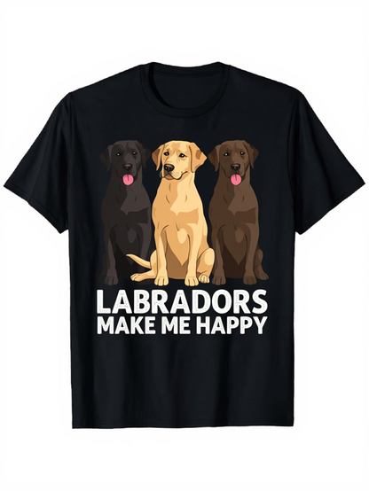 Men's Graphic T-Shirt Labradors Make Me Happy Three Sitting Dogs Happy Labrador