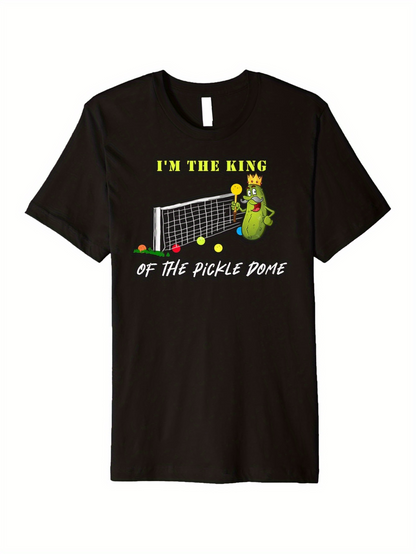 Men's Graphic T-Shirt Im The King Of The Pickle Dome Cheering Green Pickle With Sunglasses By Net