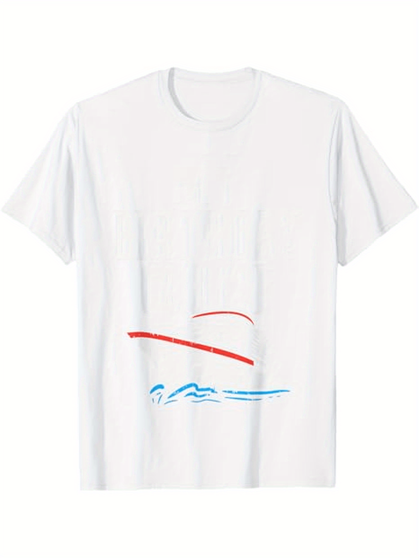 Men's Graphic T-Shirt Minimalist Red And Blue Lines Forming Abstract Seascape Hat