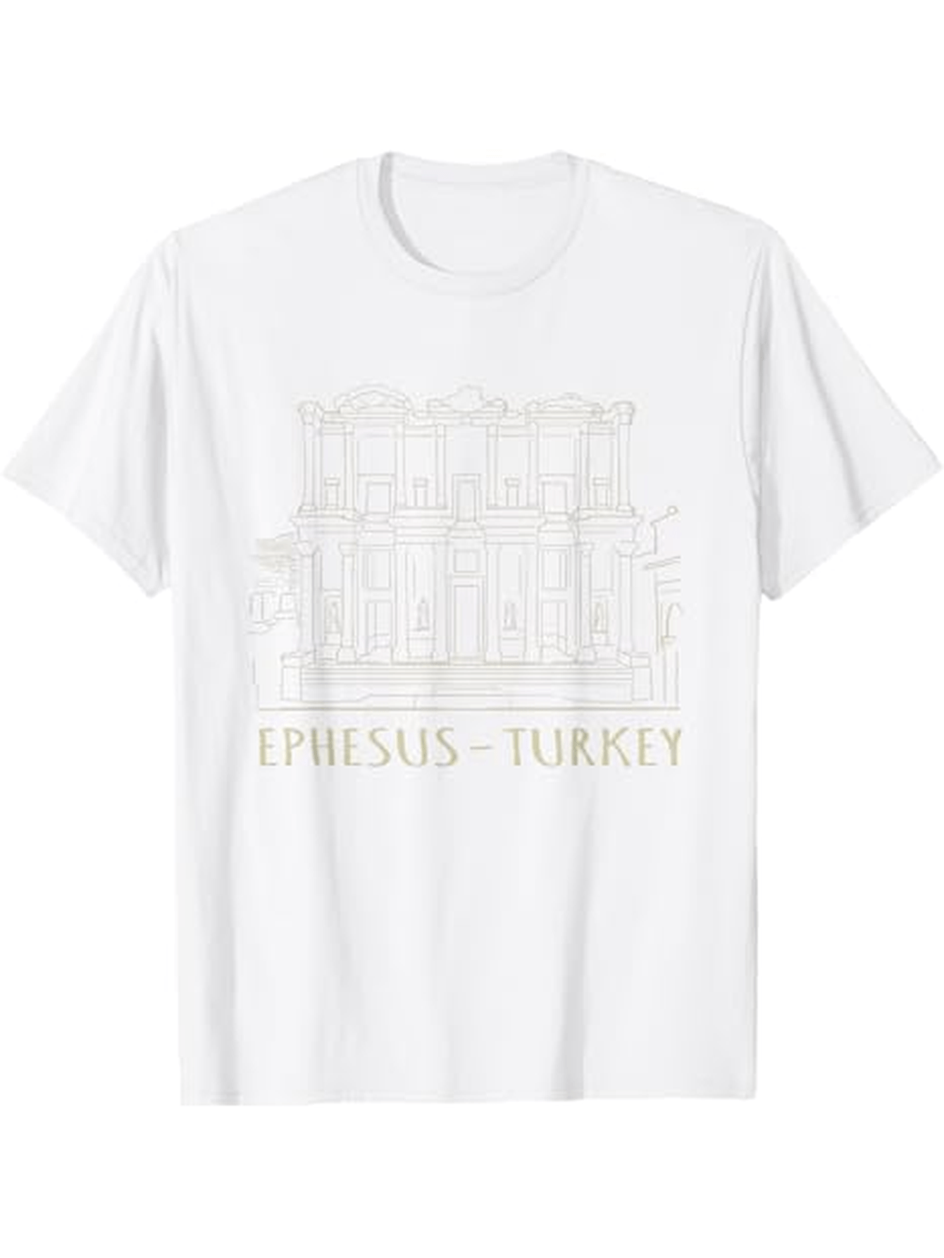 Men's Graphic T-Shirt Ephesus Turkey Ancient Ruins And Classical Line Art Library Building