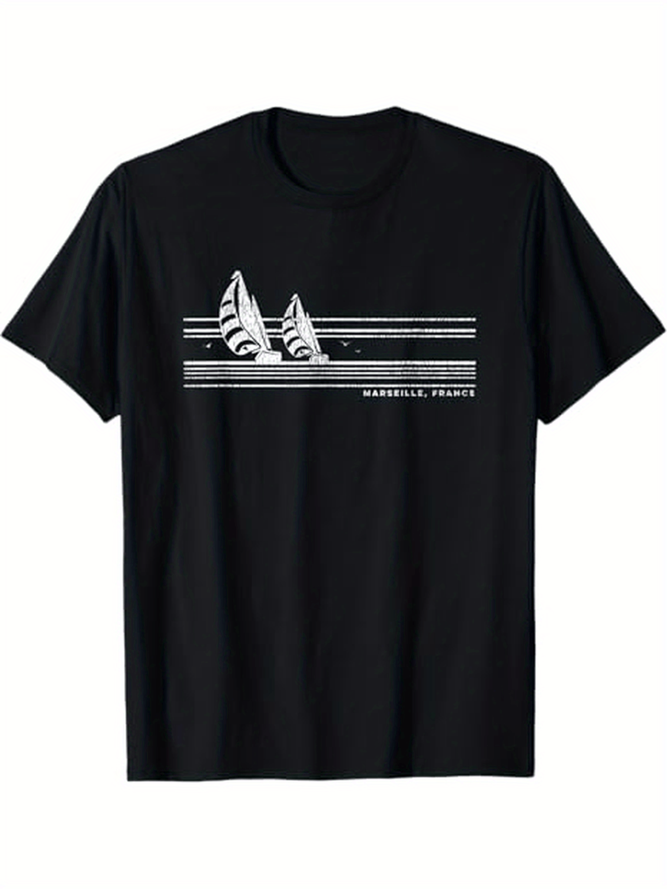Men's Graphic T-Shirt Minimalist Striped Ocean Waves With Abstract Artistic Pattern