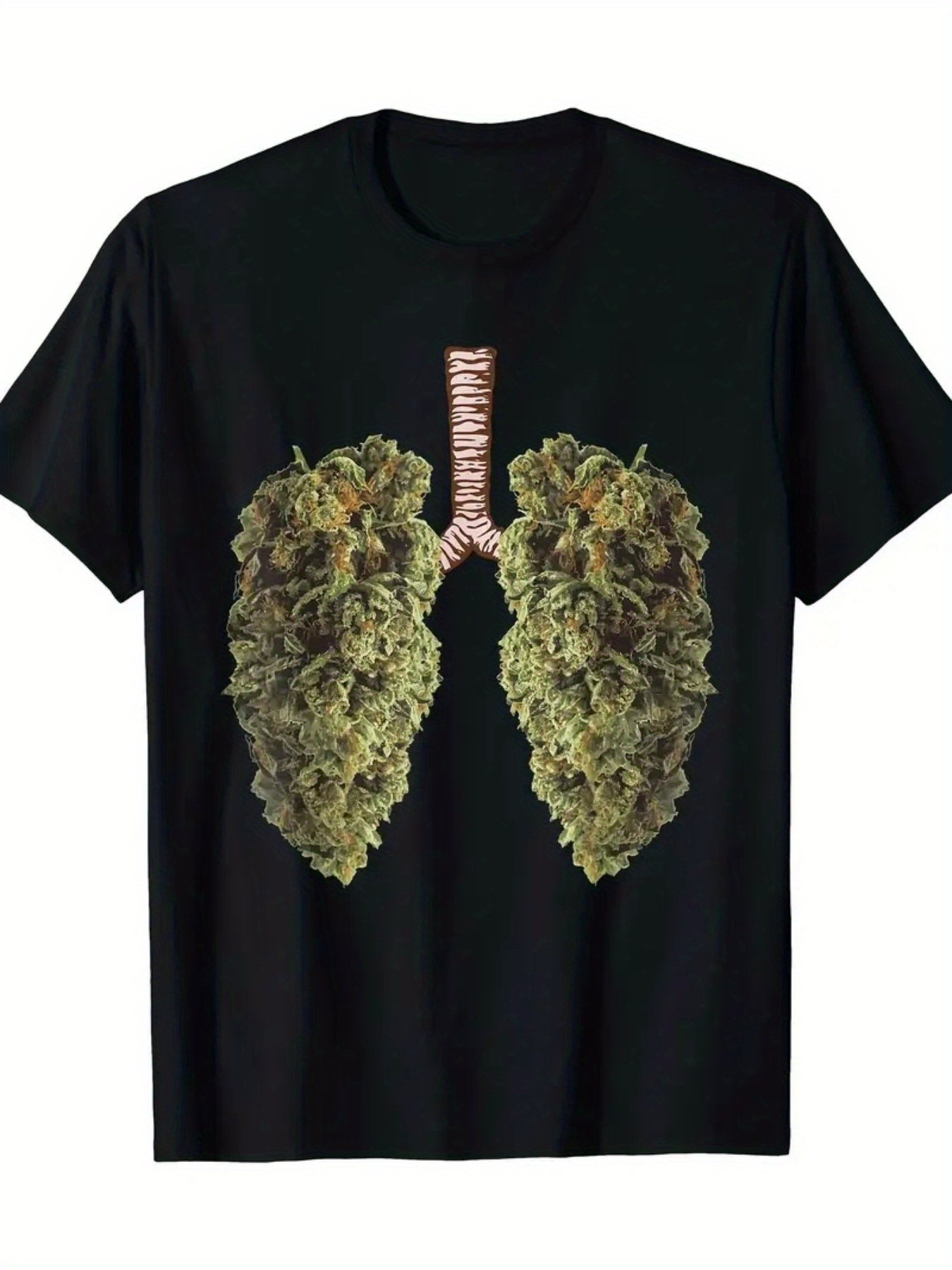 Men's Graphic T-Shirt Realistic Green Herbal Plants Forming Human Lungs Design Lungs
