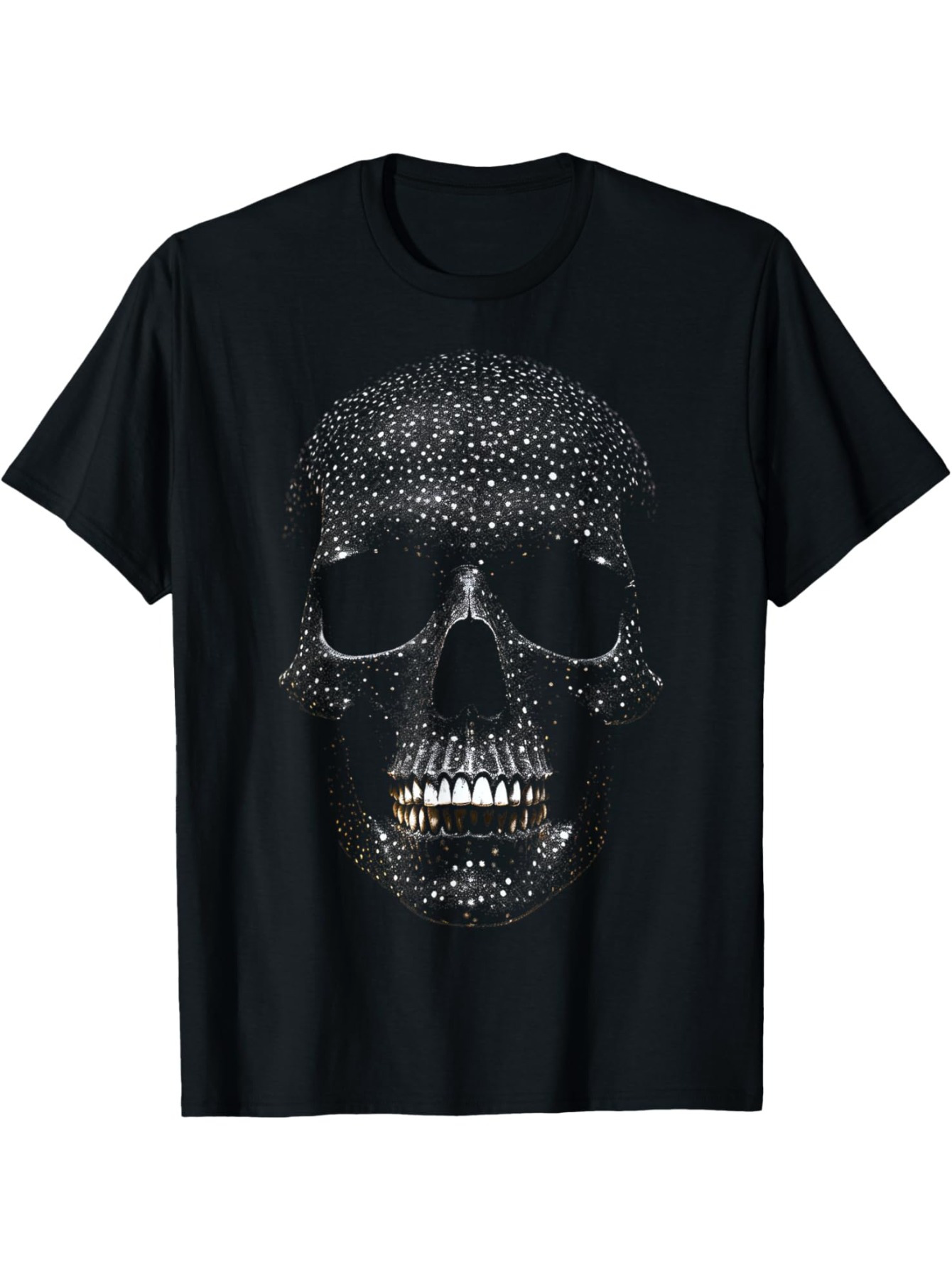 Men's Graphic T-Shirt Glistening Silver Studded Texture On Dark Grunge Human Skull