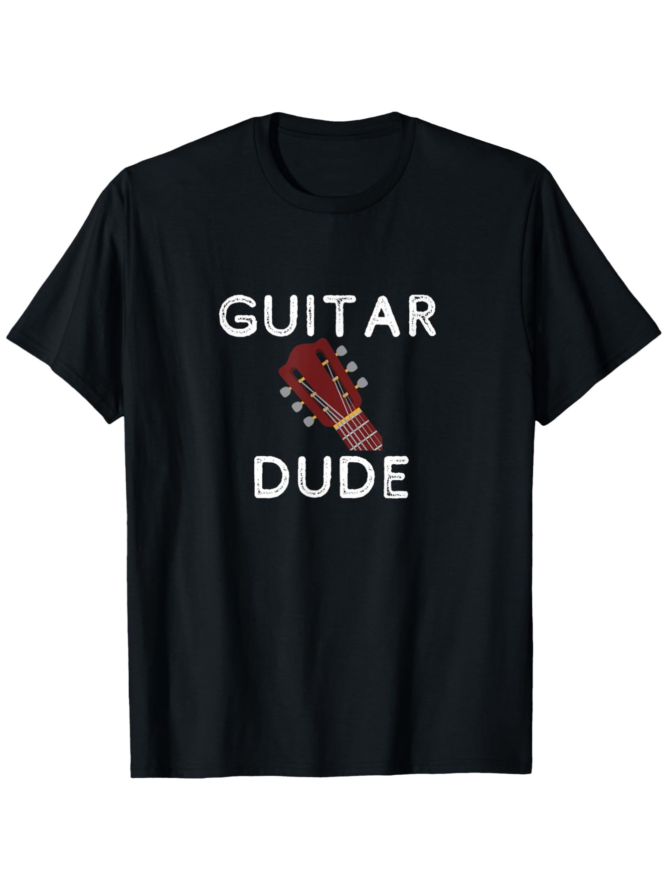 Men's Graphic T-Shirt Guitar Dude With Bold Letters And Wooden Headstock Guitar